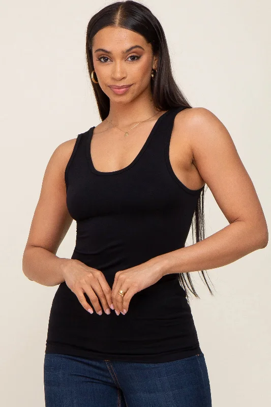 Black Seamless Tank Top print tank top
