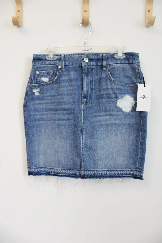 NEW 7 For All Mankind Denim Mini Skirt | 30 wool skirt warm