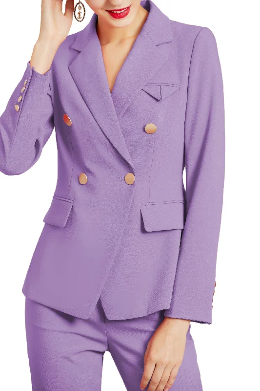 2 Piece Notch Lapel Single Buttons Slim Fit Women Suit (Blazer+Pants) Classic Chino Pants
