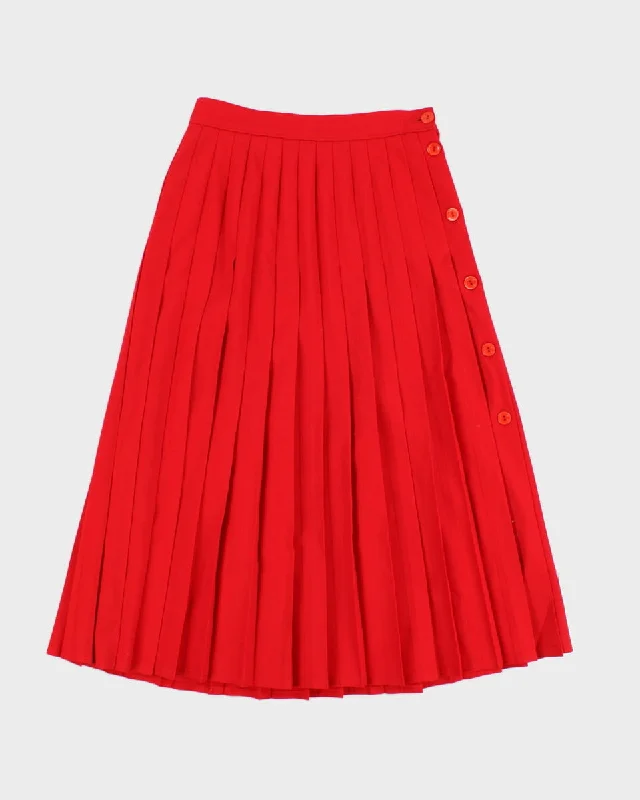 70's Vintage Wool Pleated Check Skirt - S lace skirt feminine