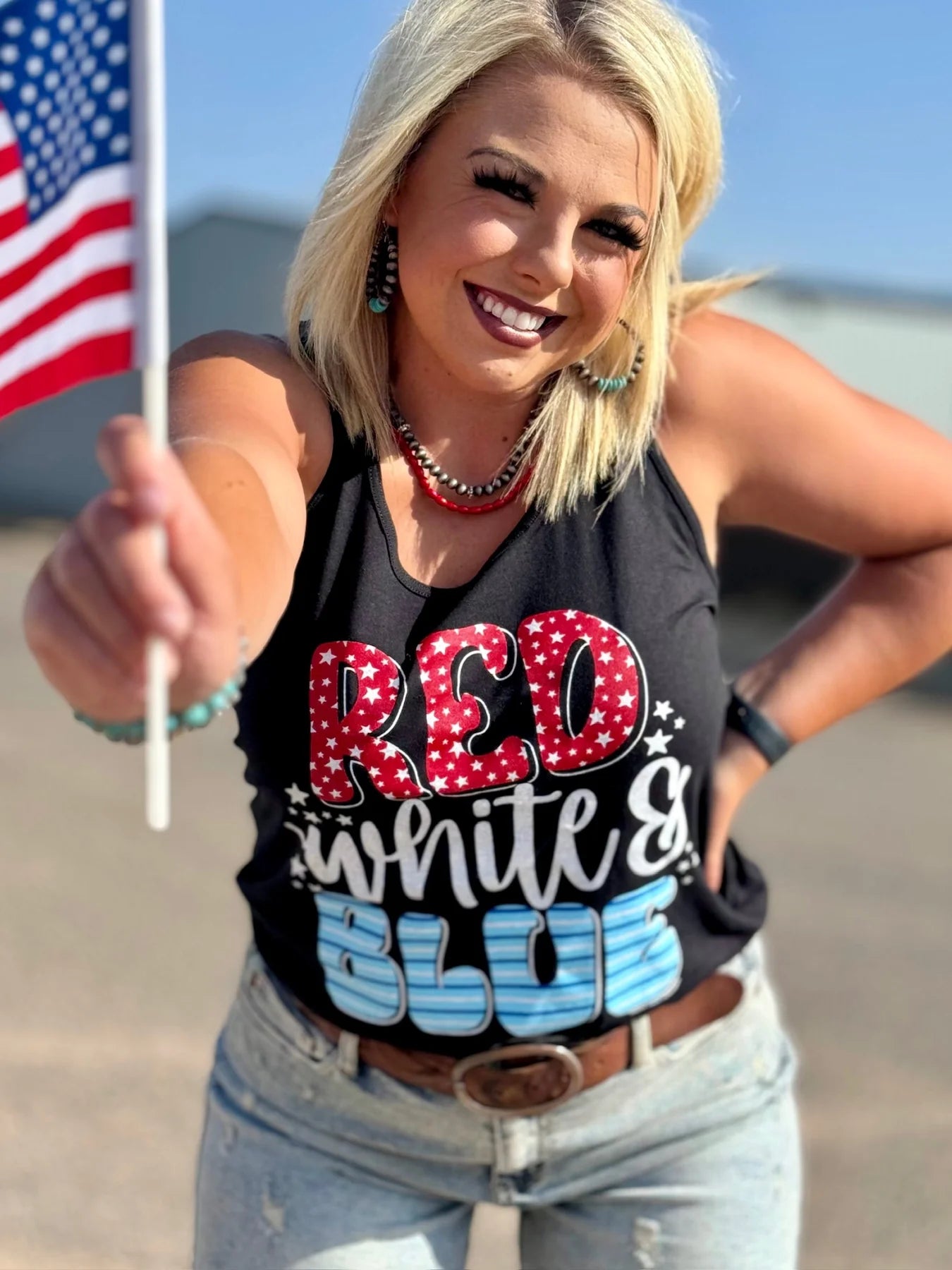 Red, White & Blue Tank Top relaxed fit tank