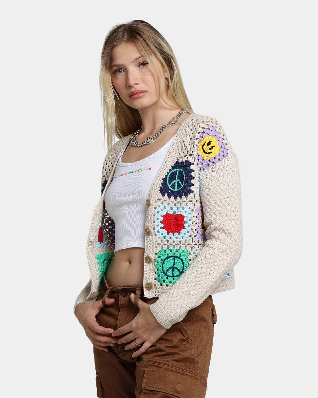 GUESS Originals Women's GUESS Originals X J Balvin Crochet Cardigan Herb Tan Multi Fleece Cardigan Nylon Polyester GUESS Originals Women's GUESS Originals X J Balvin Crochet Cardigan Herb Tan Multi Fleece Cardigan Nylon Polyester