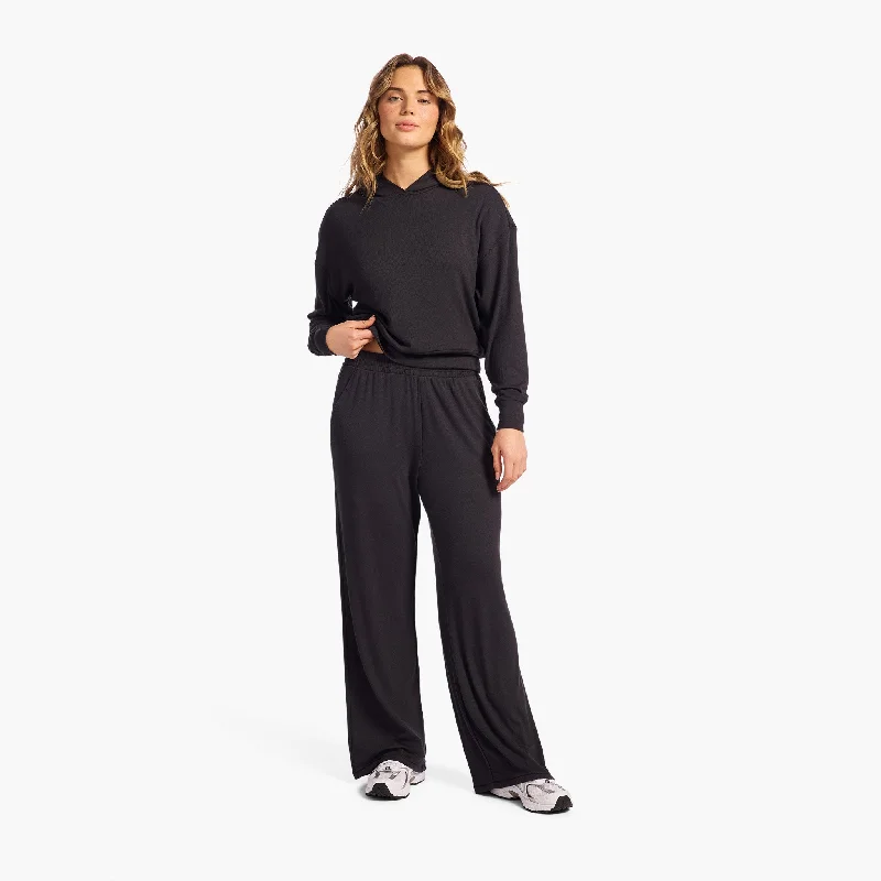 Slinky Rib Wide Leg Pant | Black Chic Black Leggings