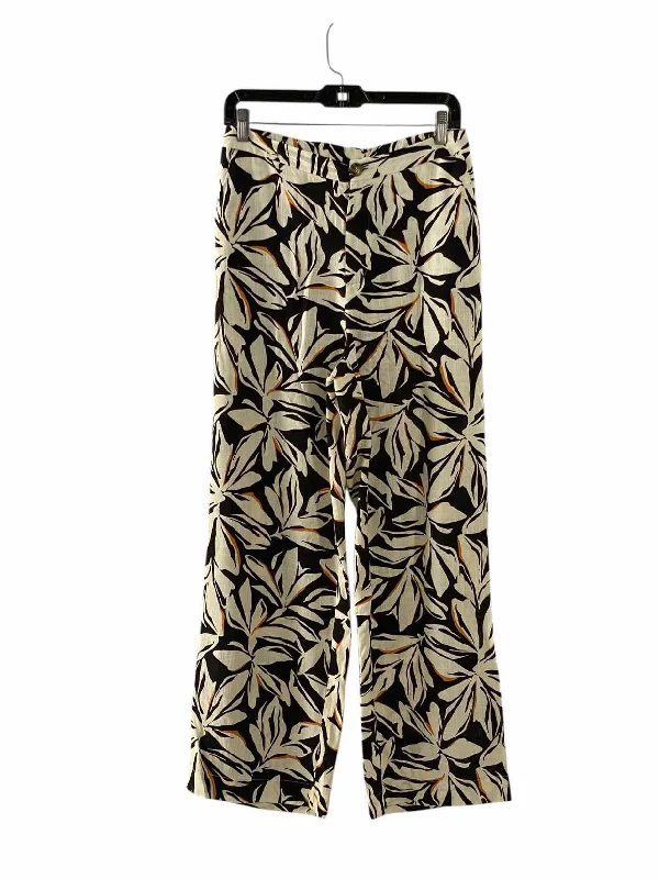 Lost + Wander Size M White/Black Orange Print Pants Sleek Black Pants