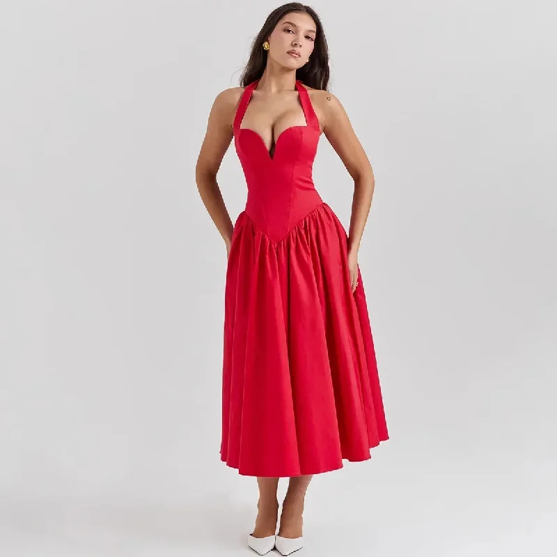 Elegant Fit and Flare Christmas Party Dress Turtleneck Warm Winter