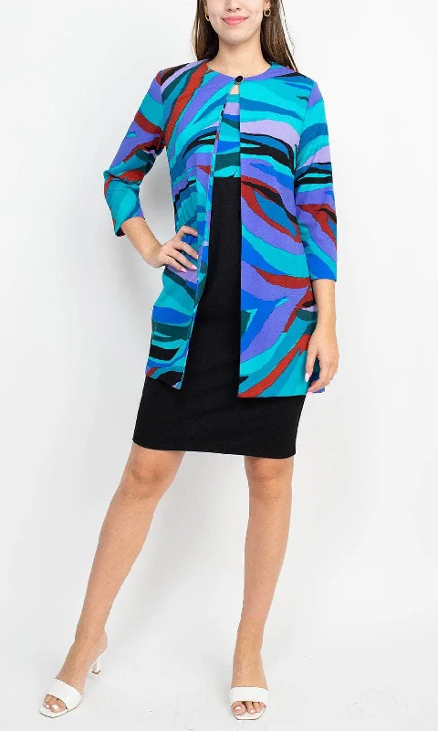 Danny & Nicole 27141M - Sleeveless With Jacket Dress A-Line Jacket Boat Neck Shawl Collar