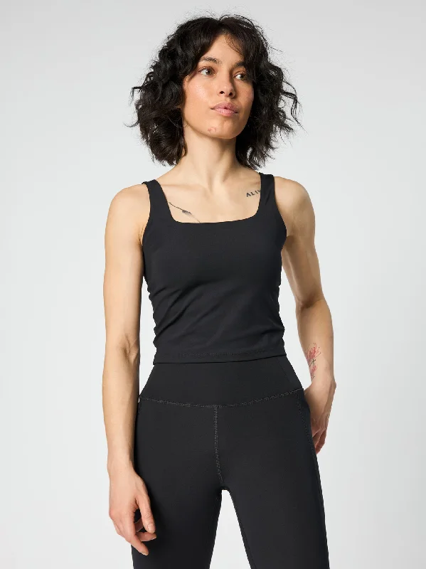 Girlfriend Collective Tommy Square Tank - Black boho tank top