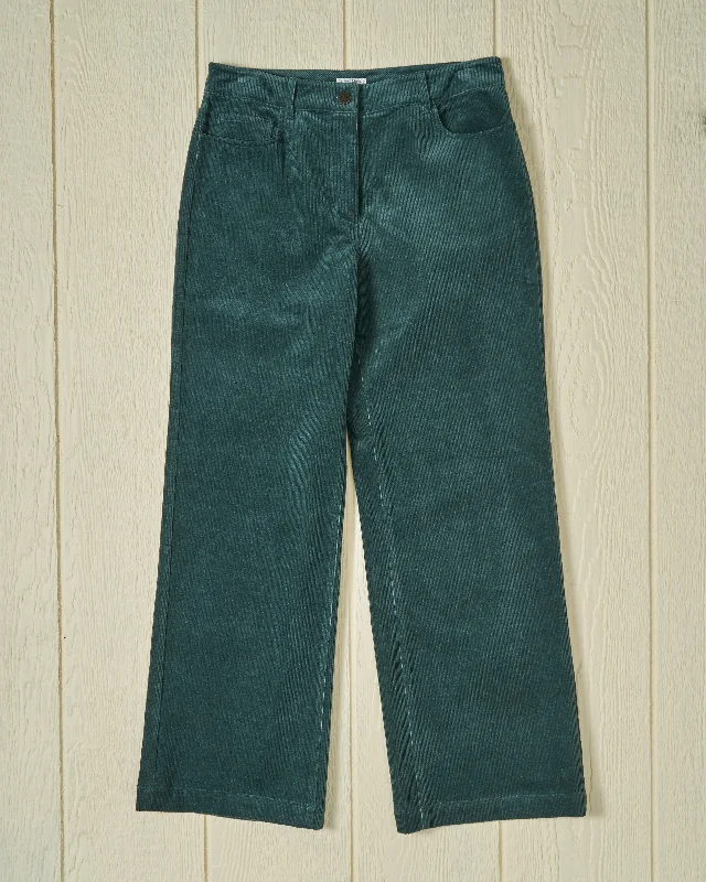 Women's Five Pocket Pant in Pine Corduroy Trendy Tapered Pants