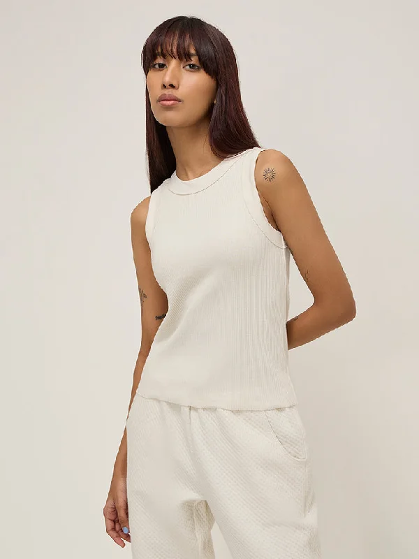 Superstar Off-White Ribbed Tank Top breathable tank top