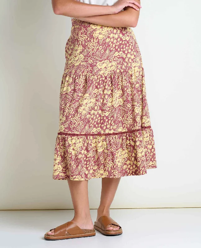 Marigold Tiered Midi Skirt leather skirt sleek