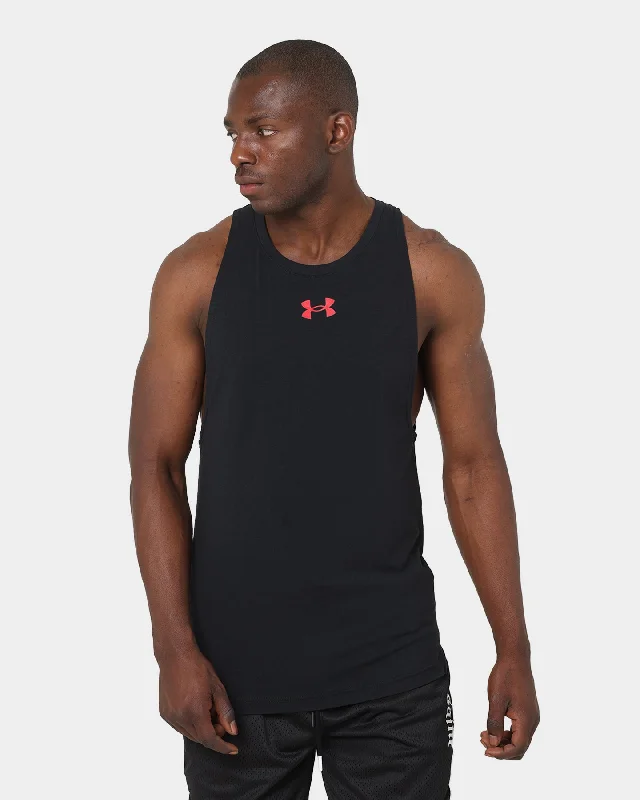 Under Armour Baseline Cotton Tank Black/Red/Red coral tank top