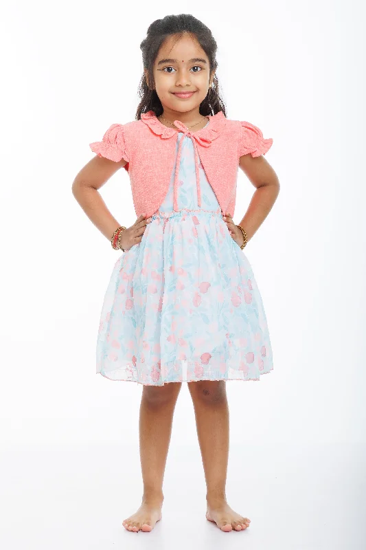 Coral Charm Girls Fancy Frock with Floral Sheer Jacket Lace Jacket Ribbed Jacket Sequined Jacket Coral Charm Girls Fancy Frock with Floral Sheer Jacket Lace Jacket Ribbed Jacket Sequined Jacket