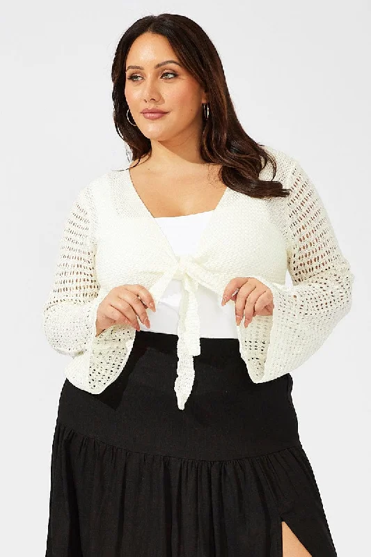 White Crochet Cardigan Long Sleeve Tie Front Knit Rayon Fabric Velvet Fabric Corduroy Fabric White Crochet Cardigan Long Sleeve Tie Front Knit Rayon Fabric Velvet Fabric Corduroy Fabric