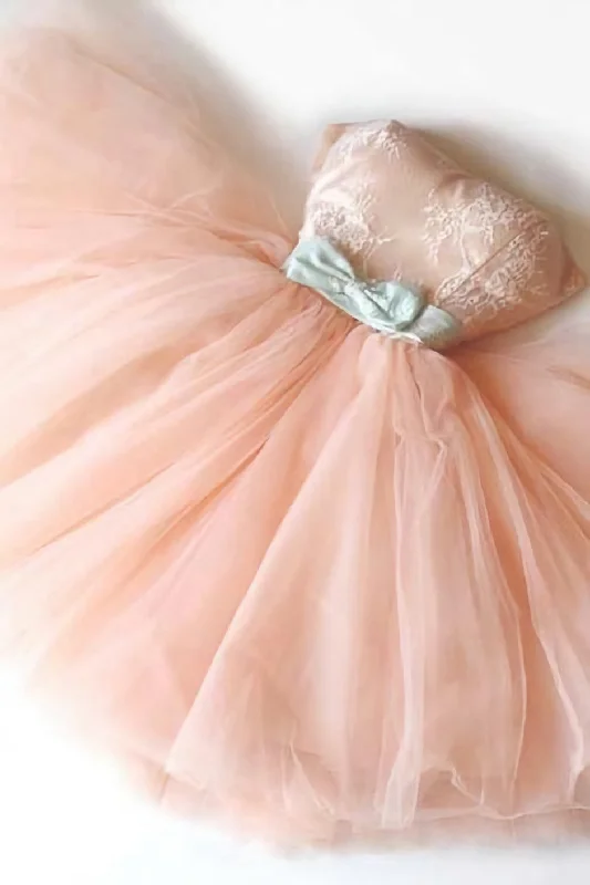 Blush Pink Homecoming Dresses, Strapless Lace Homecoming Dress, Short Party Dress Shift Classic Vintage