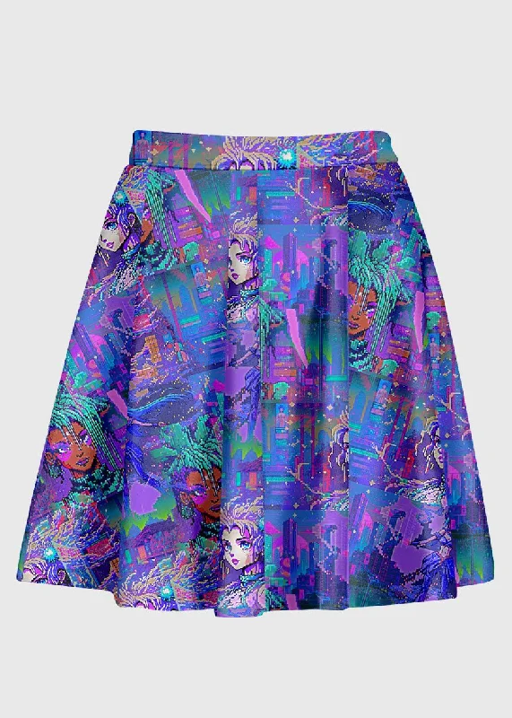 Retrowave Pixel Anime Skirt corduroy skirt textured