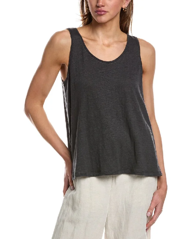 EILEEN FISHER Scoop Neck Linen Tank crossback tank top