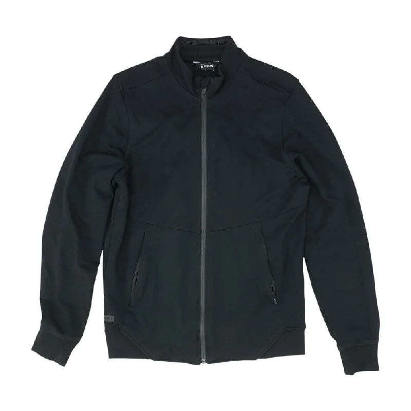 Black Solid Lightweight Jacket Snapped Jacket Toggled Jacket Drawstring Jacket