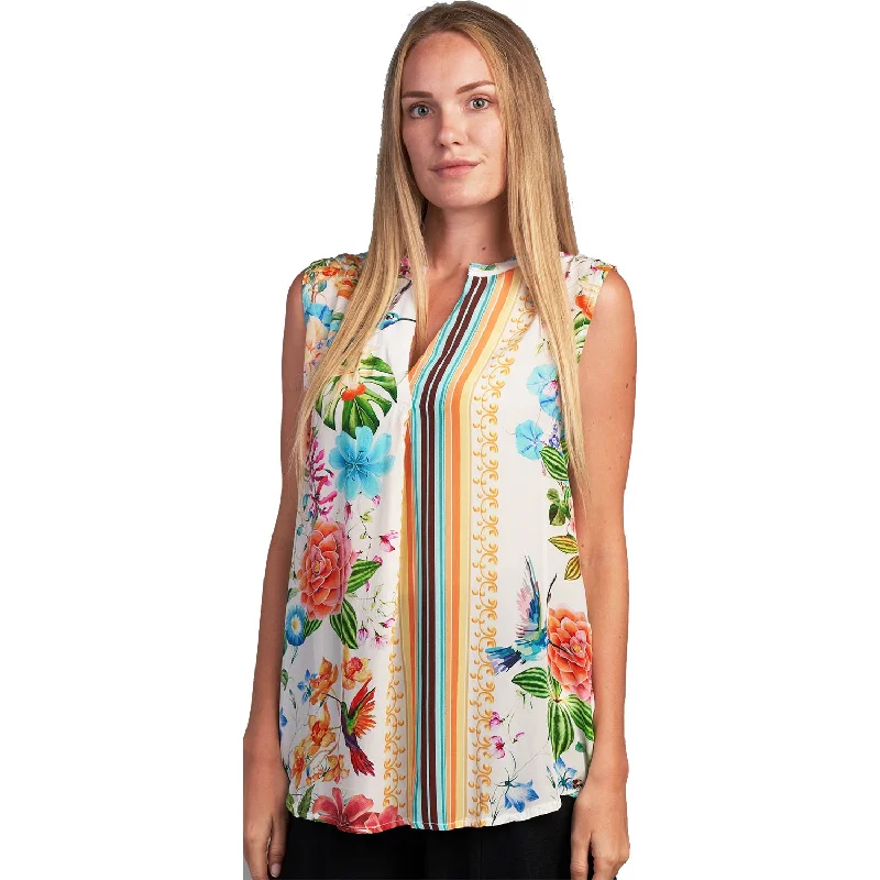 Women's Shana Apparel Printed Tank White strapless tank top
