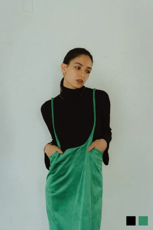 Velours Salopette Skirt / 2color silk skirt smooth
