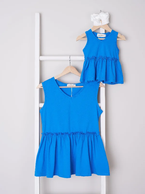 Mom & Me Royal Blue Peplum Tank tie dye tank