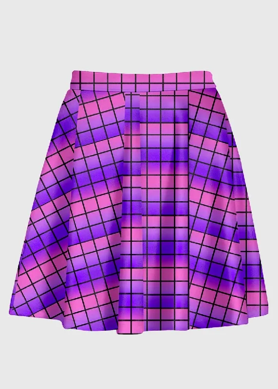 Ombre Pink And Purple Grid Skirt lace skirt intricate