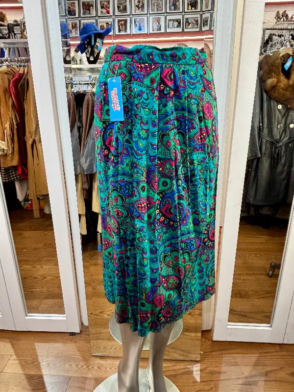 80’s Green & Fuchsia Multicolor Flower Print Skirt by Renee Adams tulle skirt dreamy