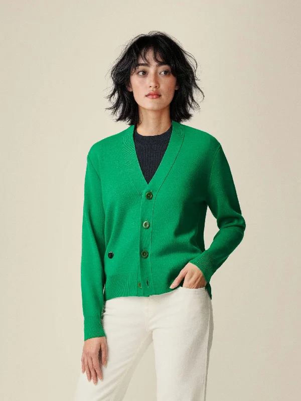 The Cardigan Light - Bottle Green Polka Dot Checkered Tartan