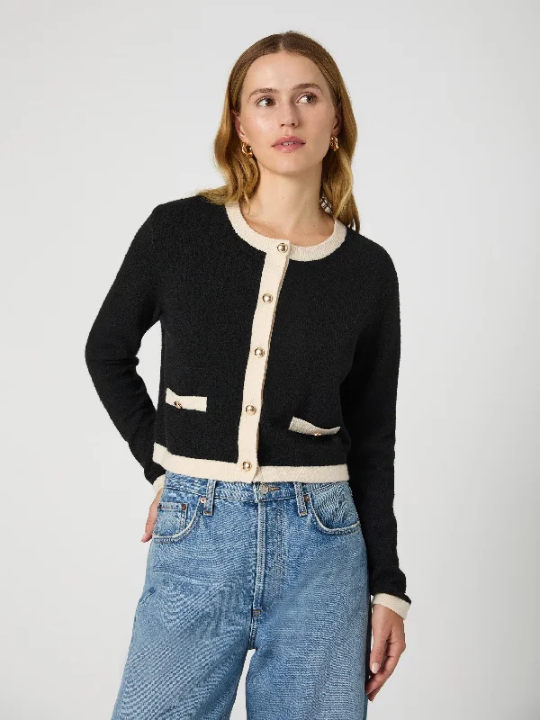 Vhari Contrast Cardigan Mesh Fabric Canvas Fabric Denim Fabric