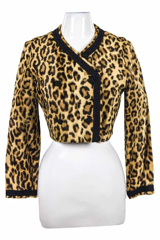 Vintage 50's Leopard Jacket Welt Pockets Slit Pockets Flap Pockets