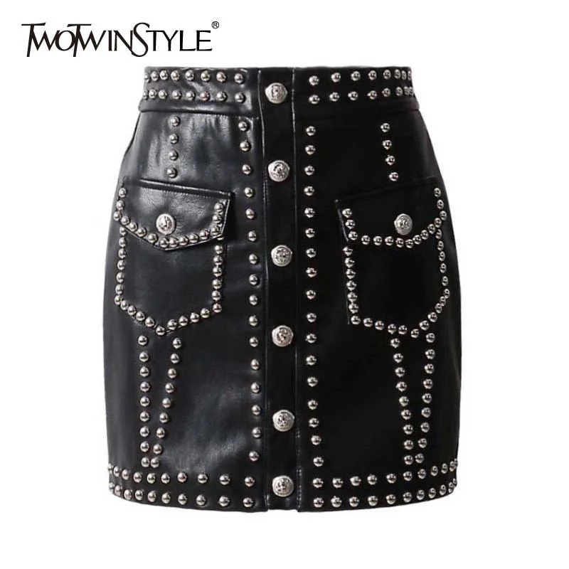 Faux Studded Skirt corduroy skirt textured