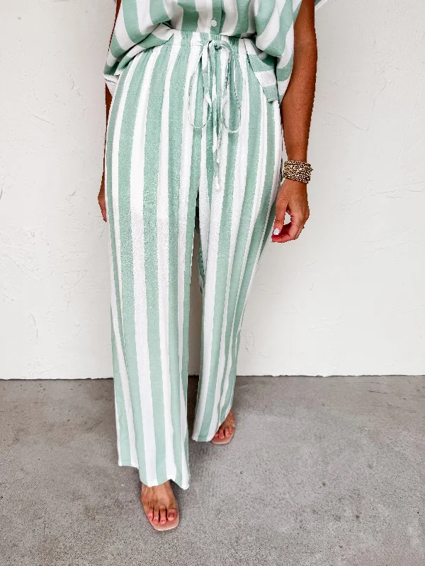 Exclusively Yours Striped Pants Fashionable Button-Up Pants