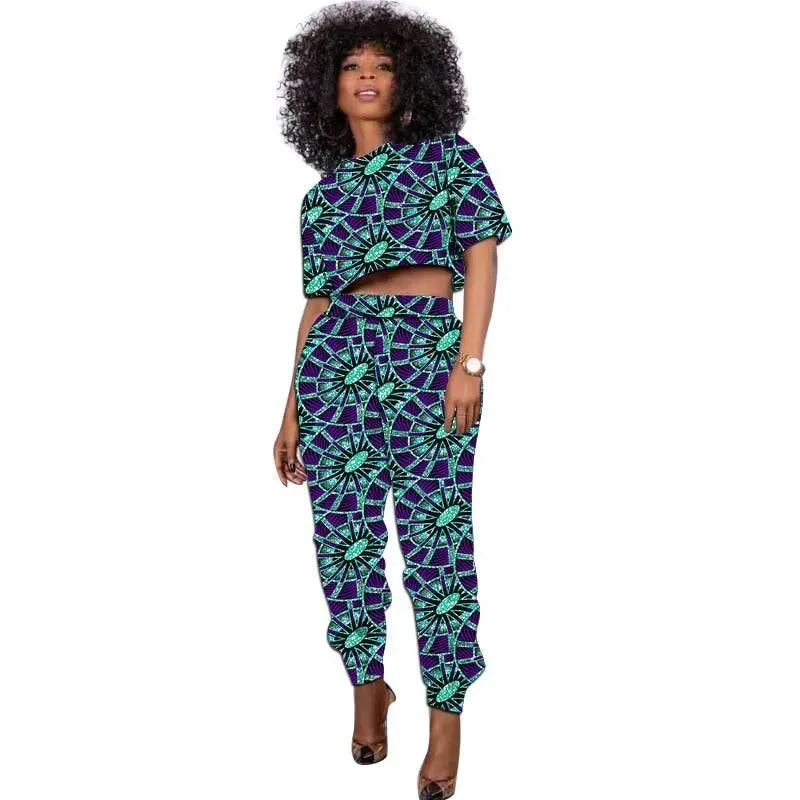 African Print Pants Set Formal Slim Pants