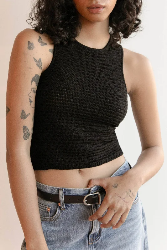 CROCHET KNIT TANK graphic tank top