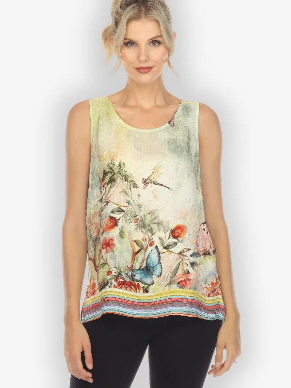 Chrysanthemum and Butterfly Silk Tank Top modal blend tank