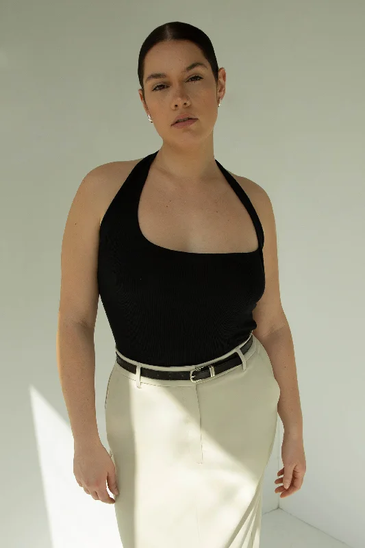 RIBBED HALTER TANK long tank top