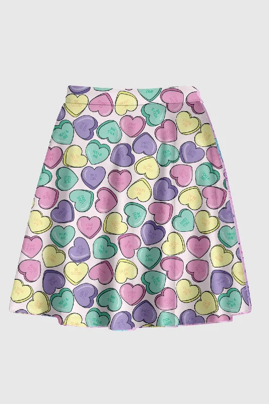 Candy Heart White Skirt elastic waist skirt