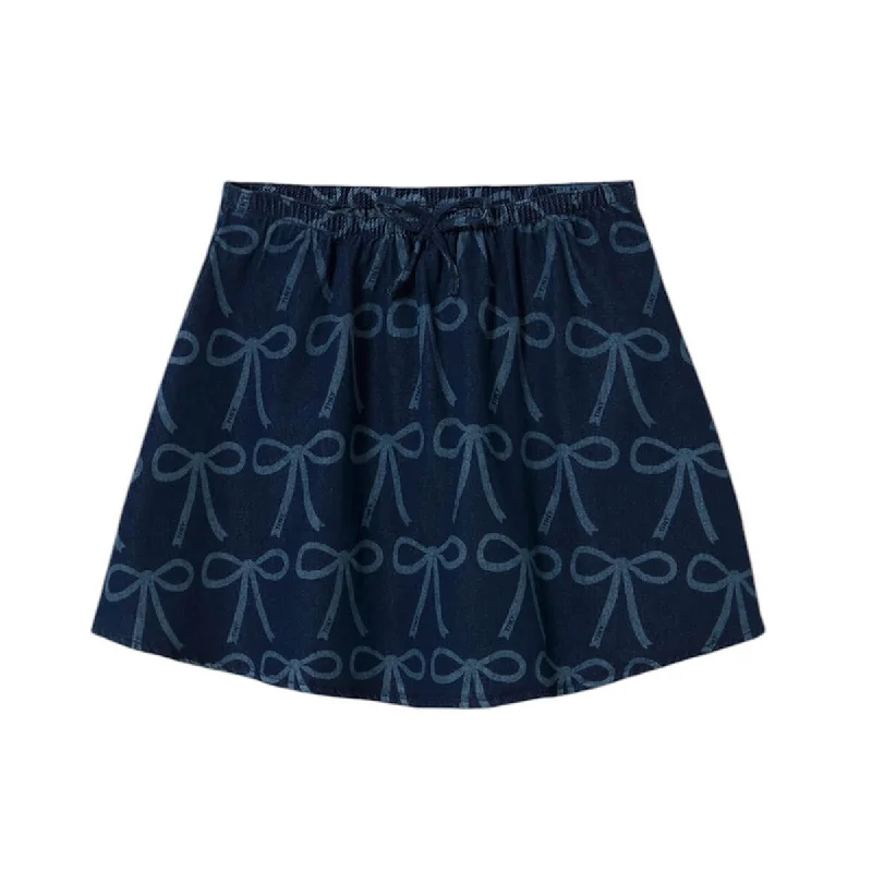 Bows Skirt in Blue Denim by Tinycottons low waist skirt