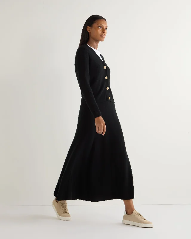Women's Long Rib Cashmere Skirt Black linen skirt natural