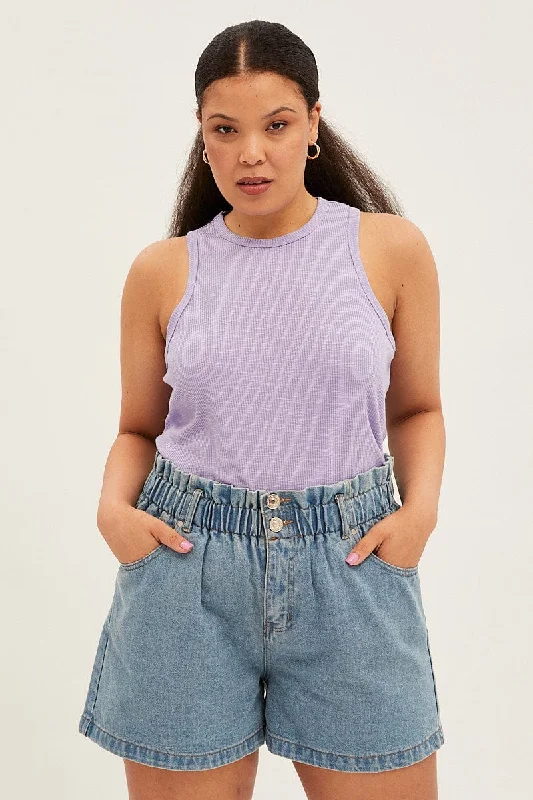 Purple Tank Top Sleeveless Crew Neck pastel tank top