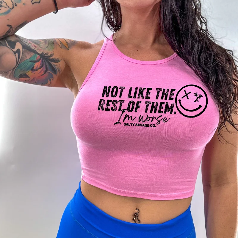 Ladies "I’m worse" High Neck Crop Tank tie dye tank