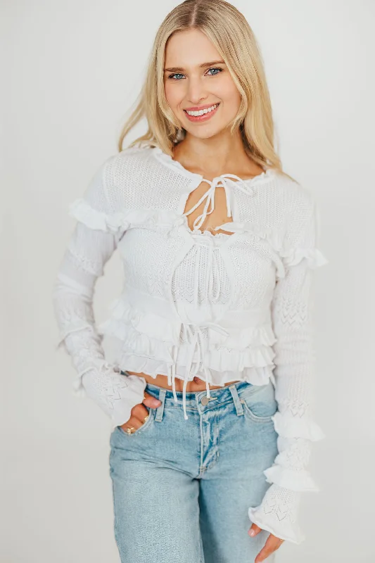Zayne Cardigan and Strapless Tube Top And Sweater Set in Off-White Solid Color Striped Floral Print Zayne Cardigan and Strapless Tube Top And Sweater Set in Off-White Solid Color Striped Floral Print