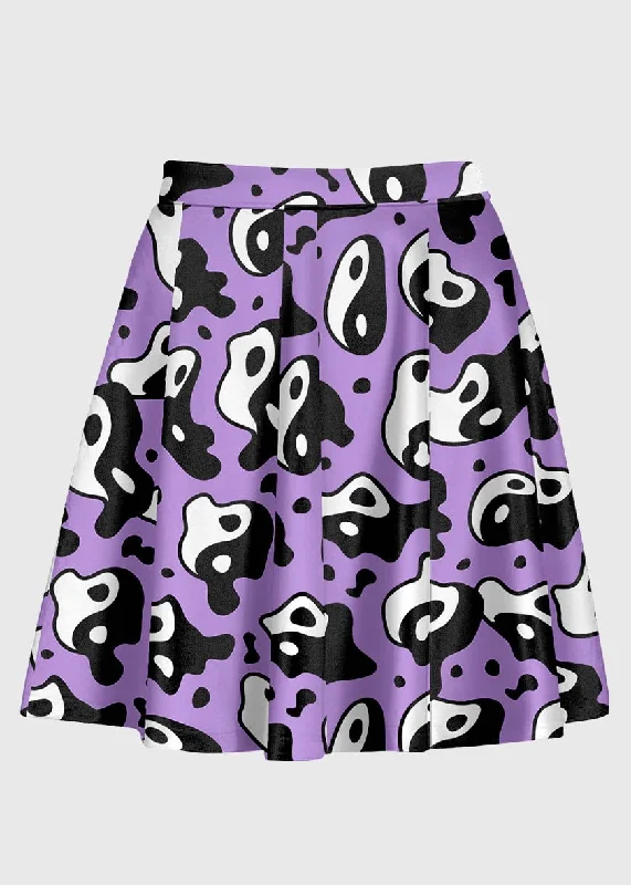 Purple Yin And Yang Trippy Raver Skirt linen skirt airy