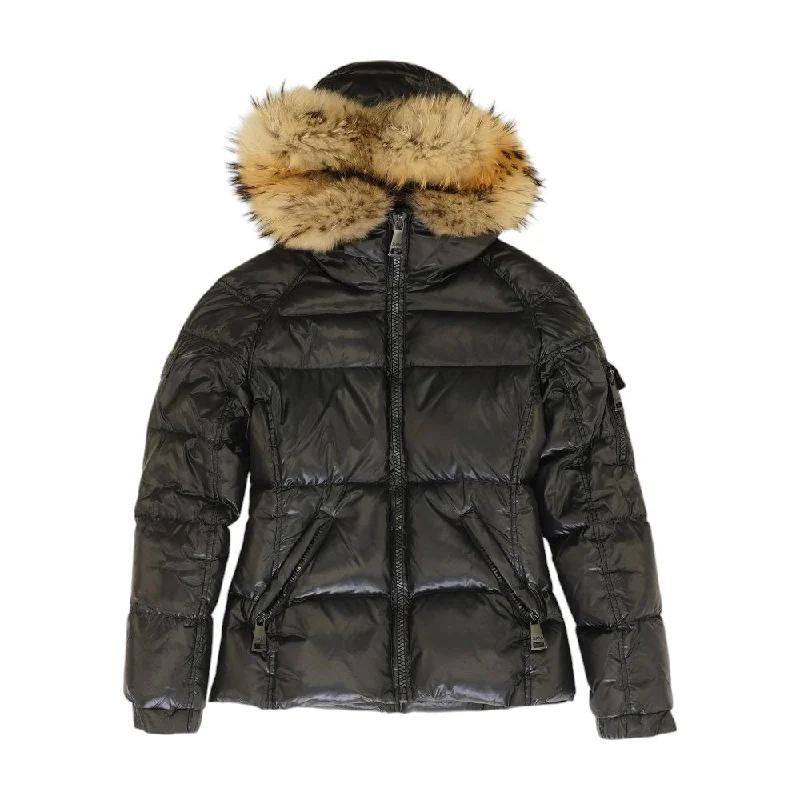 Black Solid Puffer Jacket Satin Jacket Silk Jacket Chiffon Jacket