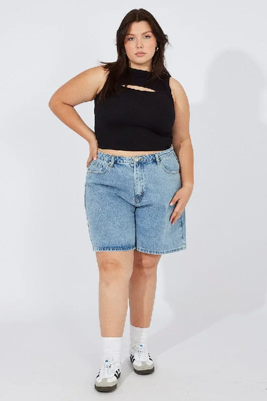 Black Cut Out Tank Top Crew Neck Seamless lace back tank