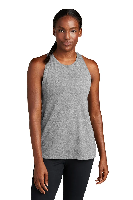 Sport-Tek Womens Moisture Wicking Tank Top - Heather Light Grey cropped tank top