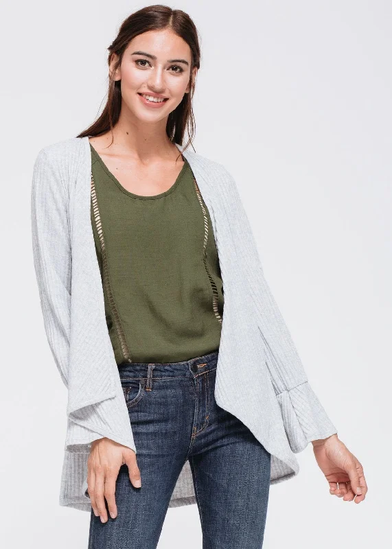 Women's Open Front Ruffle Sleeve Cardigan Button Cardigan Zip Cardigan Pullover Cardigan