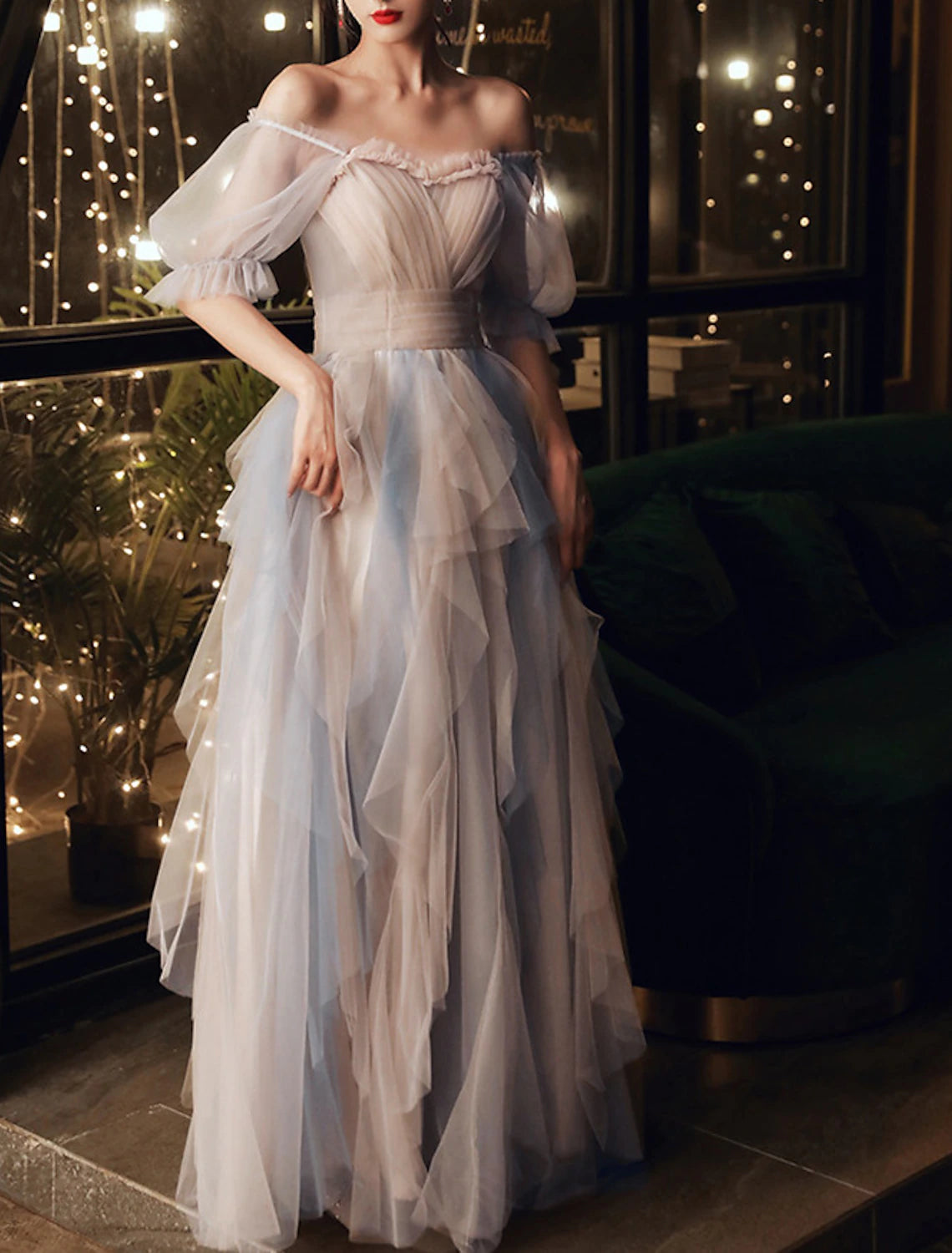 A-Line Prom Dresses Color Block Dress Wedding Party Dress Birthday Floor Length Half Sleeve Scoop Neck Tulle with Pleats Ruffles Tunics Top Casual A-Line Prom Dresses Color Block Dress Wedding Party Dress Birthday Floor Length Half Sleeve Scoop Neck Tulle with Pleats Ruffles Tunics Top Casual