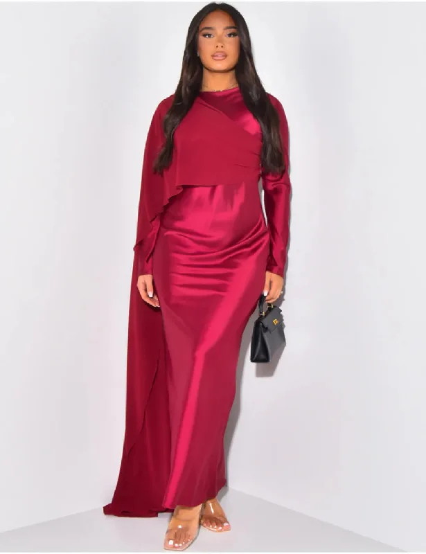 Red Christmas Party Dress - Elegant Solid Color Round Neck High Waist Swing Sequined Elegant Party Red Christmas Party Dress - Elegant Solid Color Round Neck High Waist Swing Sequined Elegant Party