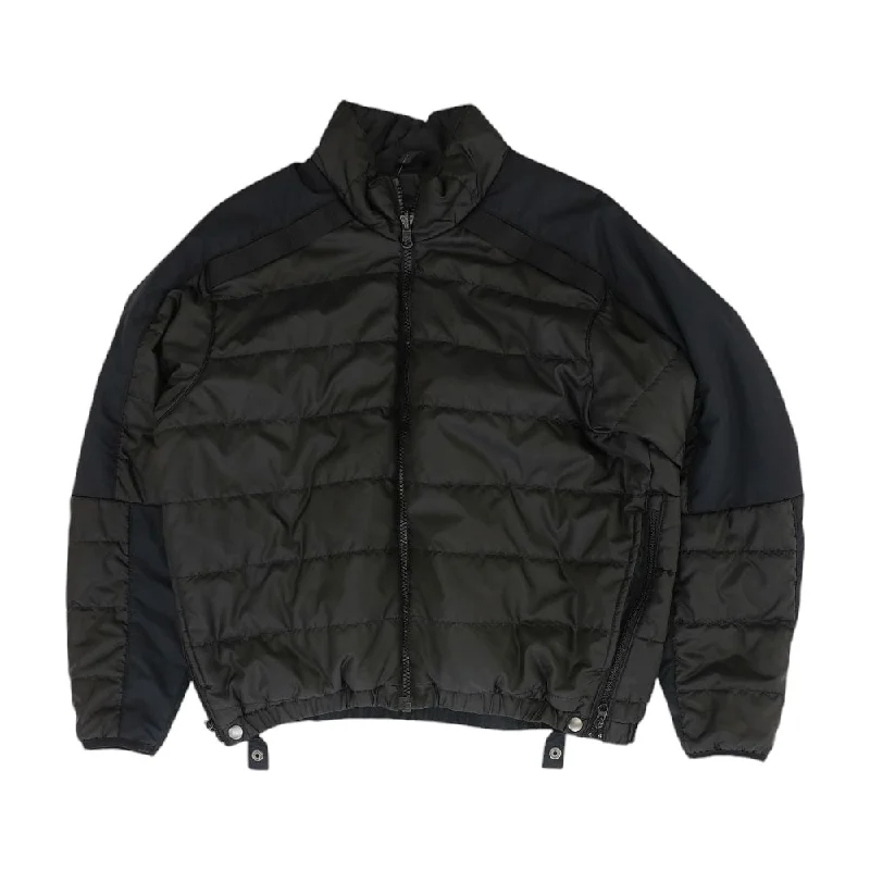 Black Solid Puffer Jacket Mesh Jacket Canvas Jacket Denim Jacket