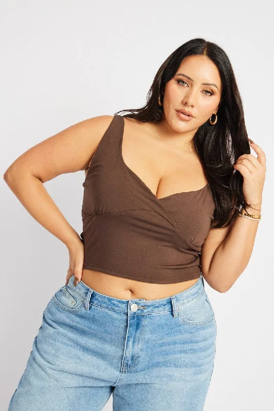 Brown Tank Top V Neck teal tank top